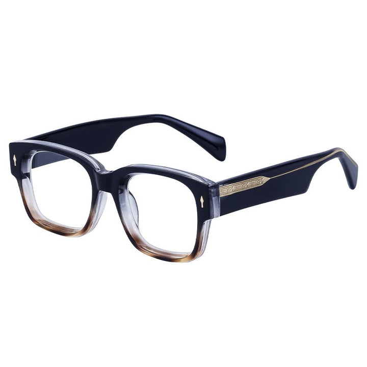 CCspace Unisex Full Rim Square Tr 90 Titanium Eyeglasses 56737 Full Rim CCspace C4BlackTea