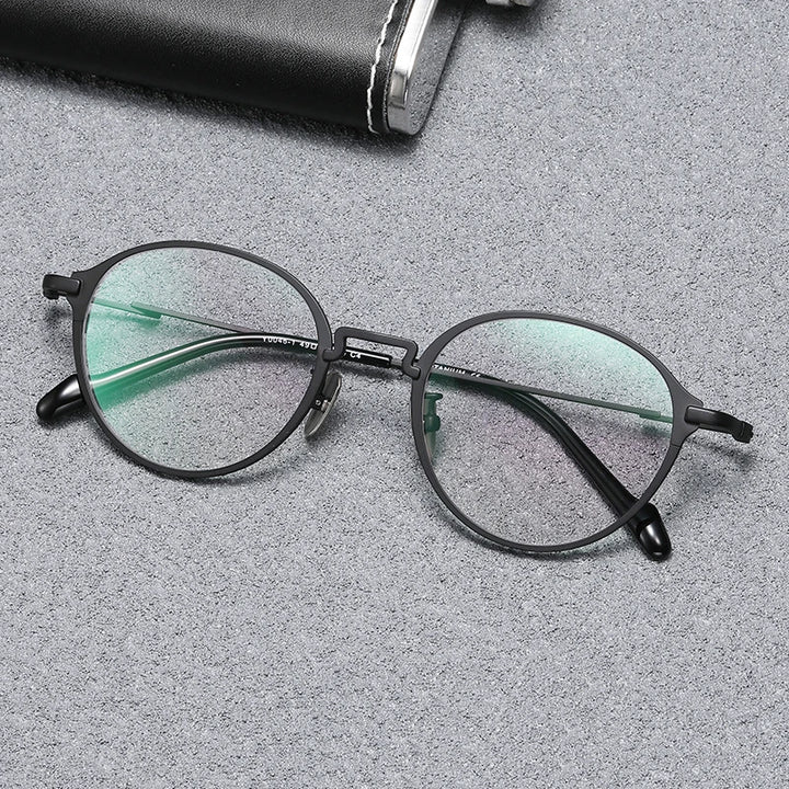 Black Mask Unisex Full Rim Oval Round Titanium Eyeglasses 60046