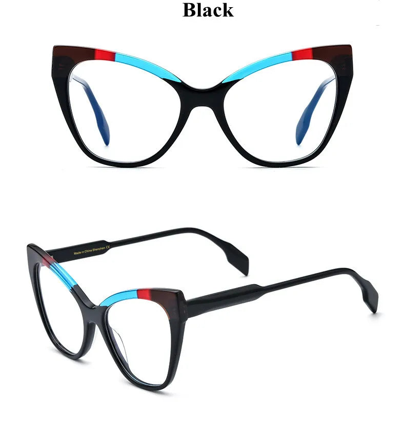 Chashma Ottica Women's Full Rim Oval Cat Eye Acetate Eyeglasses 419251