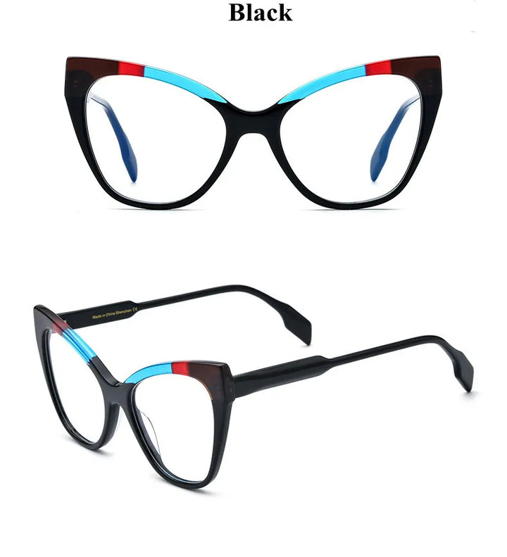 Chashma Ottica Women's Full Rim Oval Cat Eye Acetate Eyeglasses 419251