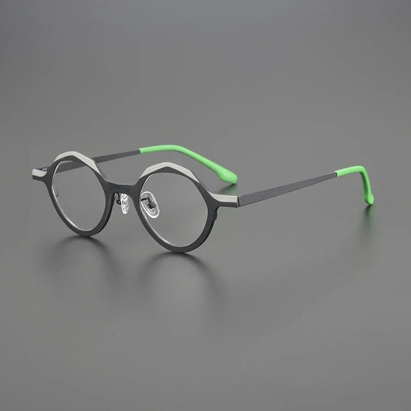 Hewei Unisex Full Rim Irregular Round Titanium Eyeglasses 13922 Full Rim Hewei C4 CHINA