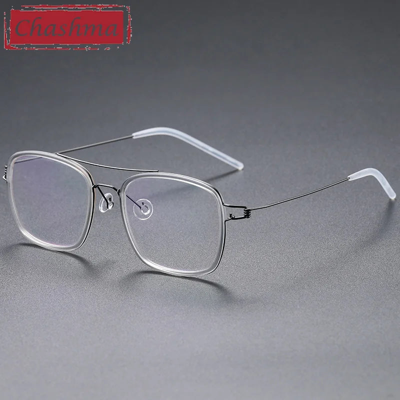Chashma Ottica Women's Full Rim Square Double Bridge Titanium Acetate Eyeglasses 51138