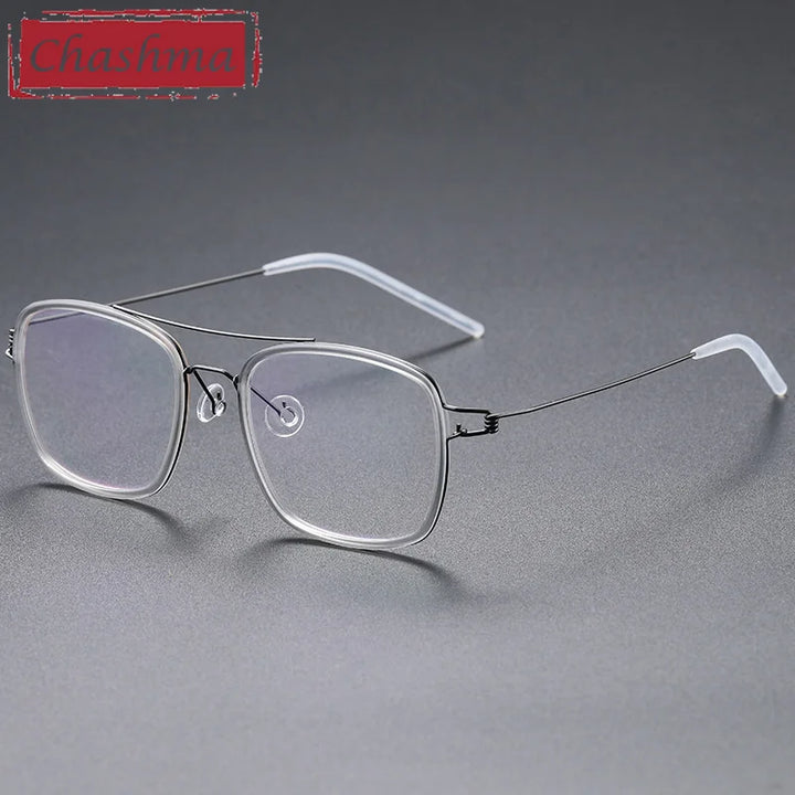 Chashma Ottica Women's Full Rim Square Double Bridge Titanium Acetate Eyeglasses 51138