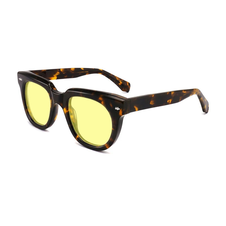 Gatenac Unisex Full Rim Square Acetate Polarized Sunglasses Mo17 Sunglasses Gatenac Tortoiseshell Yellow