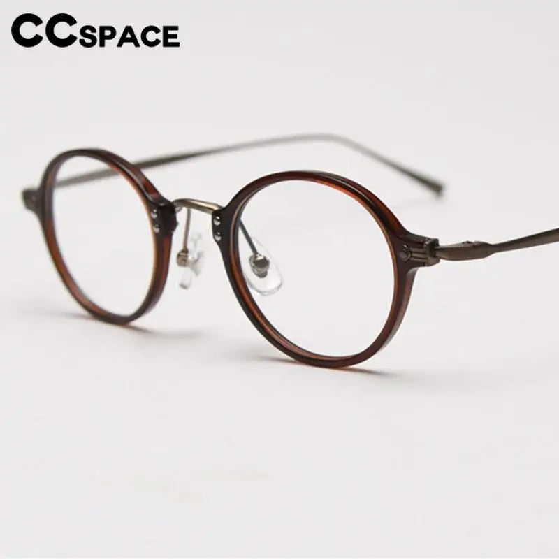 CCspace Unisex Full Rim Small Round Acetate Eyeglasses 57268 Full Rim CCspace