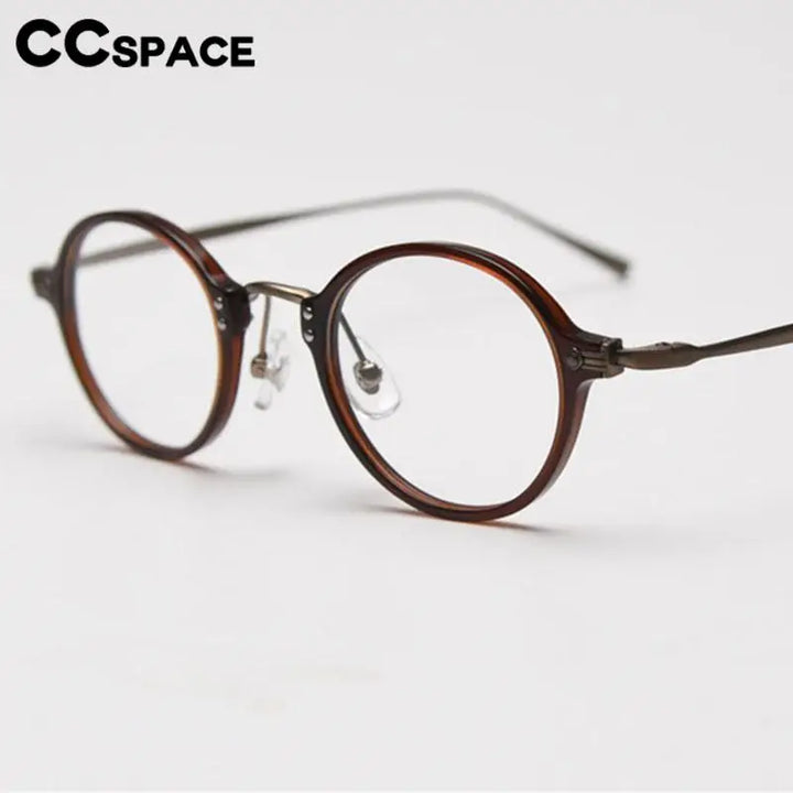 CCspace Unisex Full Rim Small Round Acetate Eyeglasses 57268 Full Rim CCspace