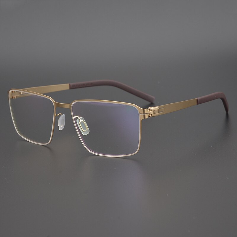 Gatenac Unisex Full Rim Square Titanium Alloy Eyeglasses Gxyj1075 Full Rim Gatenac Gold