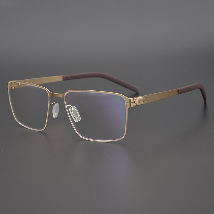 Gatenac Unisex Full Rim Square Titanium Alloy Eyeglasses Gxyj1075 Full Rim Gatenac Gold