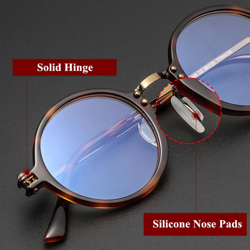 Black Mask Unisex Full Rim Round Titanium Acetate Eyeglasses Rt5866 Full Rim Black Mask