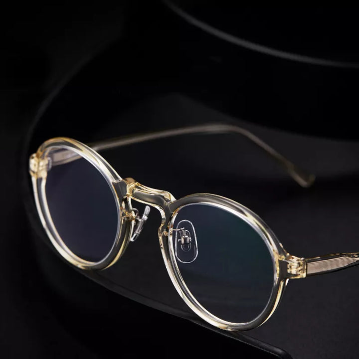 Black Mask Unisex Full Rim Round Acetate Eyeglasses 13847 Full Rim Black Mask