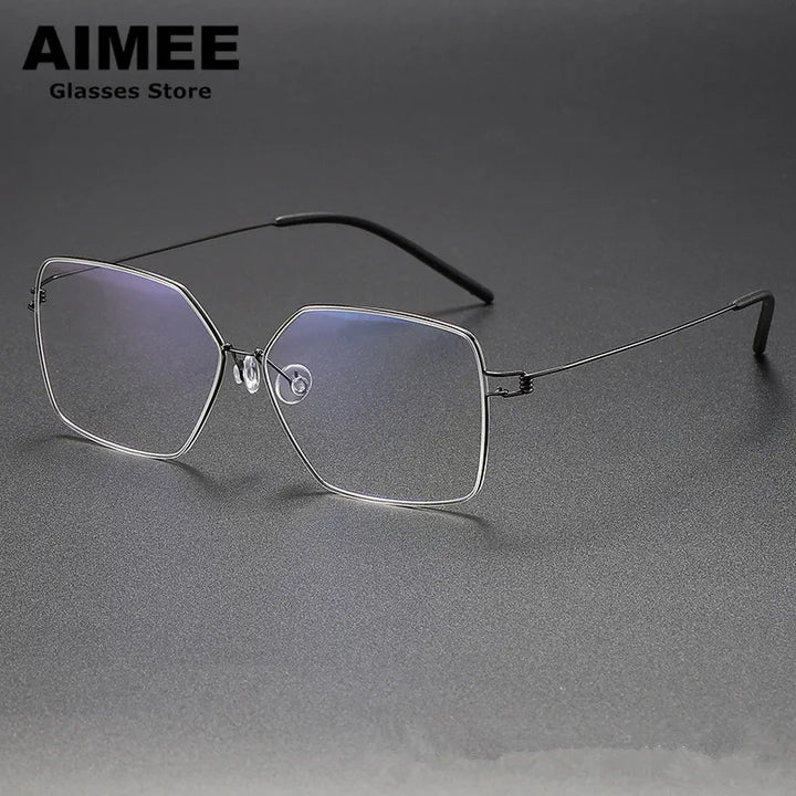 Aimee Women's Full Rim Polygon Square Screwless Titanium Eyeglasses 61008