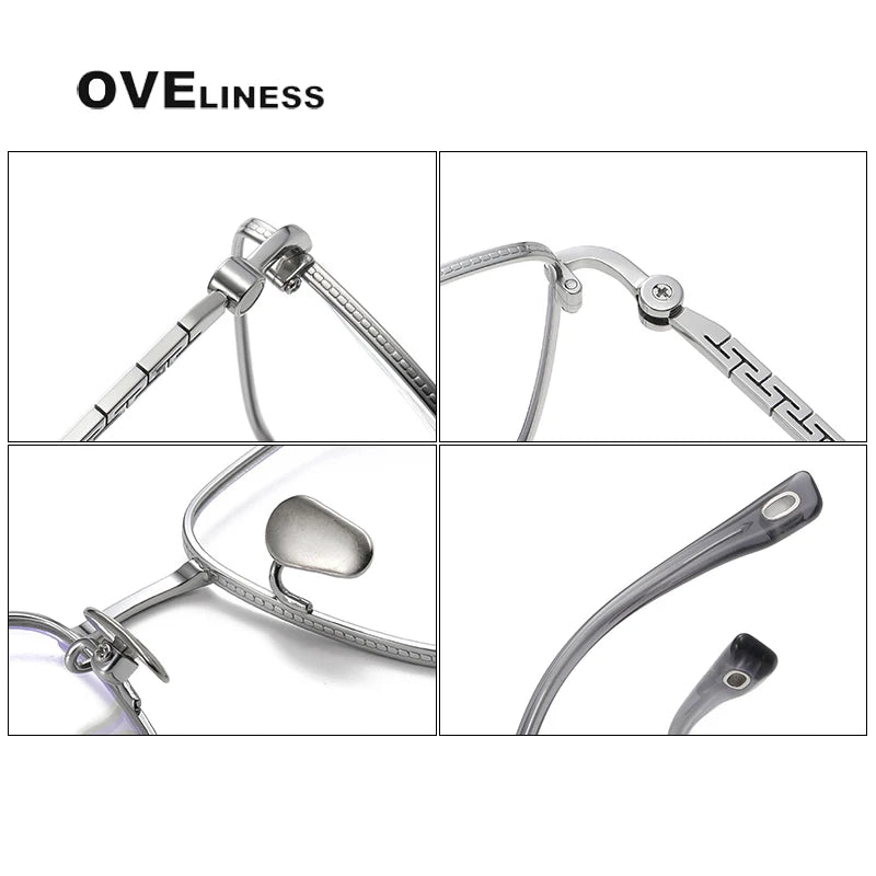 Oveliness Men's Full Rim Square Titanium Eyeglasses 80910 Full Rim Oveliness