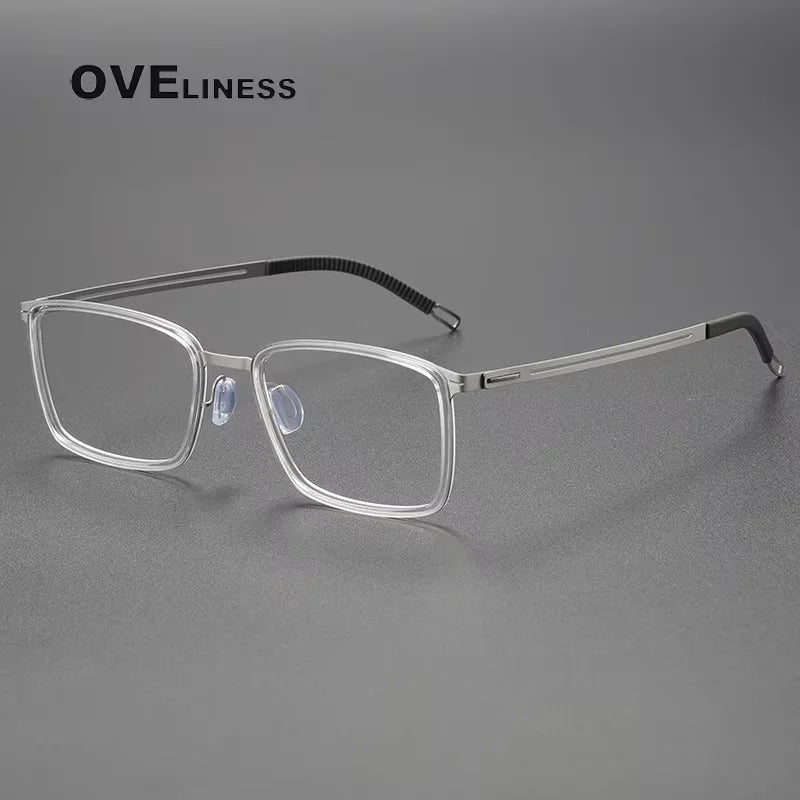 Oveliness Women's Full Rim Square Titanium Acetate Eyeglasses 82004 Full Rim Oveliness transparent silver