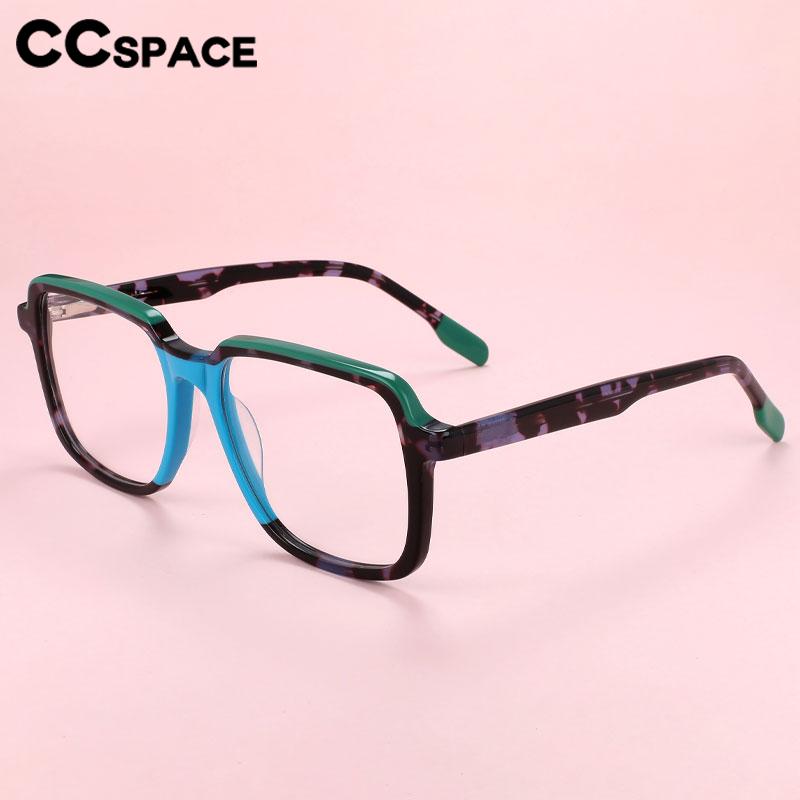 CCspace Unisex Full Rim Square Acetate Eyeglasses 56549 Full Rim CCspace