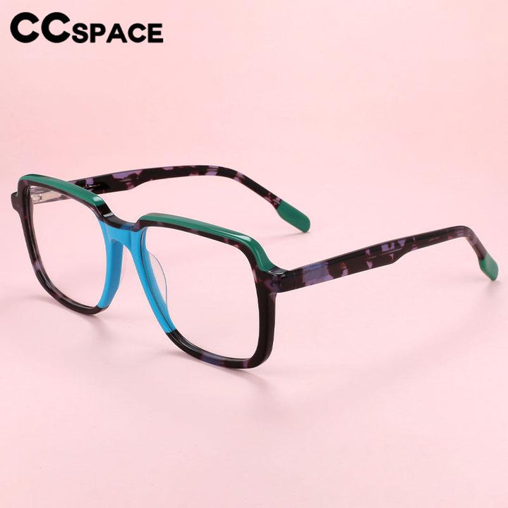CCspace Unisex Full Rim Square Acetate Eyeglasses 56549 Full Rim CCspace
