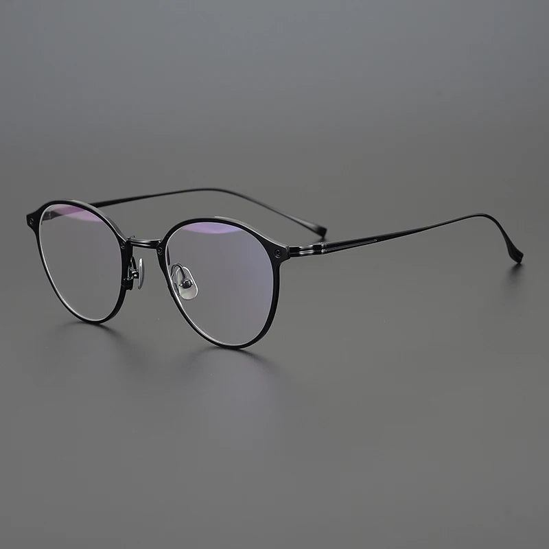 Aimee Unisex Full Rim Round Acetate Titanium Eyeglasses 18045