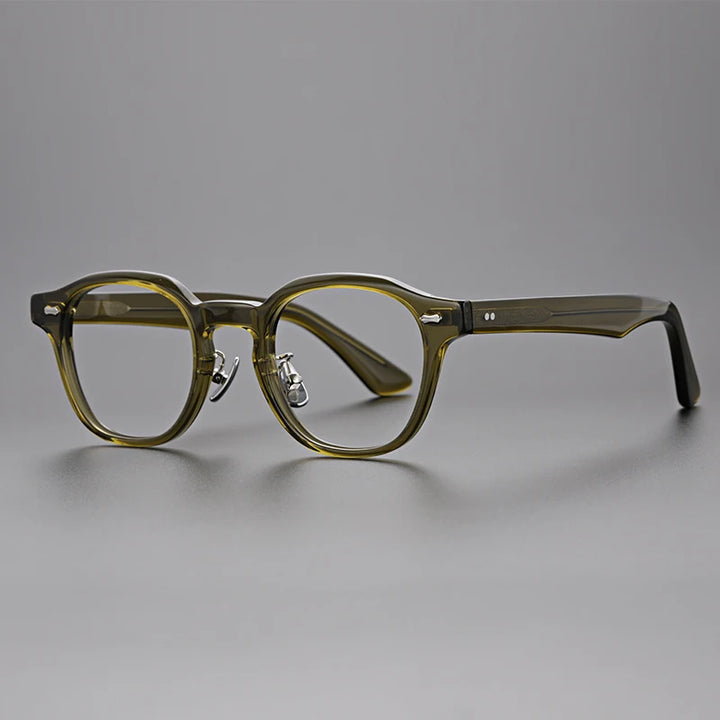 Hewei Unisex Full Rim Round Acetate Eyeglasses 0013 Full Rim Hewei green