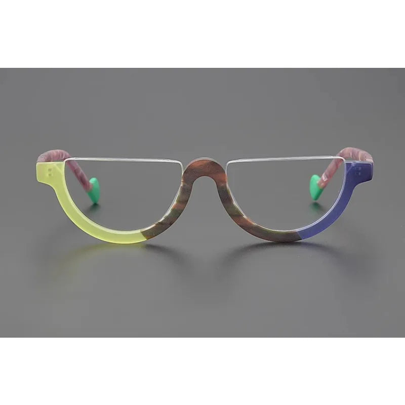 Hewei Unisex Semi Rim Oval Cat Eye Acetate Eyeglasses 9361 Semi Rim Hewei