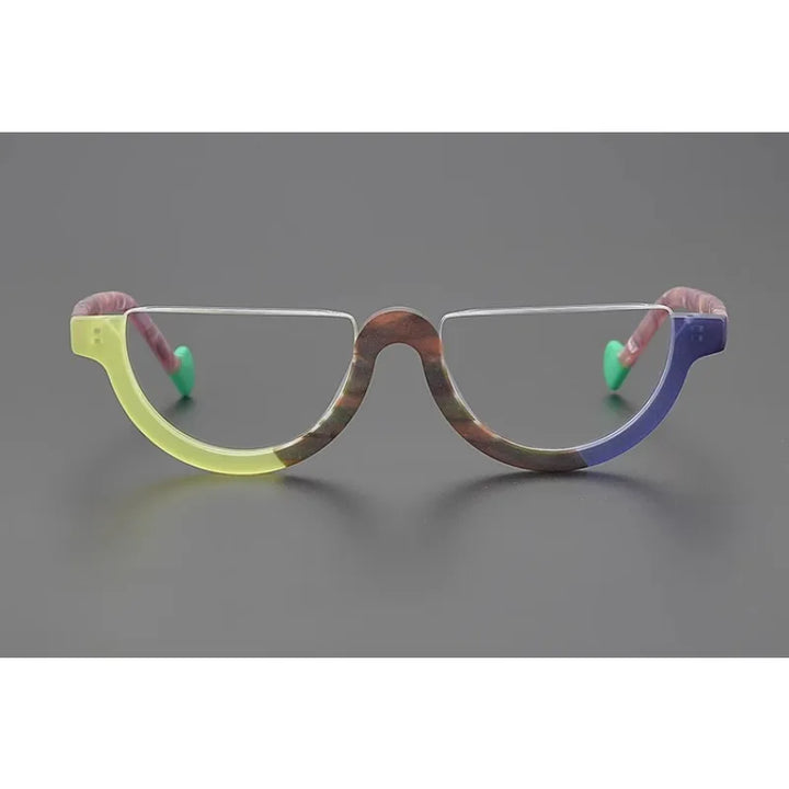 Hewei Unisex Semi Rim Oval Cat Eye Acetate Eyeglasses 9361 Semi Rim Hewei