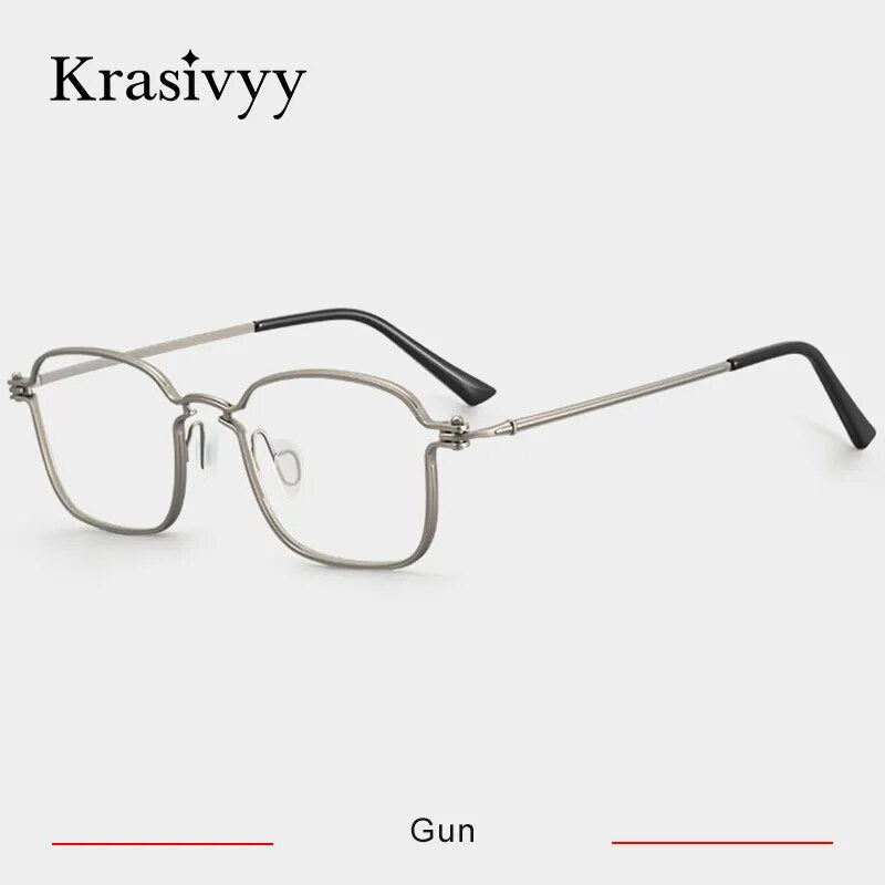 Krasivyy Men's Full Rim Square Titanium Eyeglasses Rlt5898 Full Rim Krasivyy Gun CN 