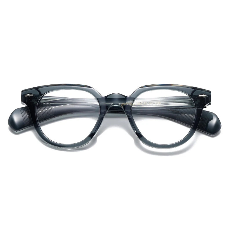 Black Mask Unisex Full Rim Irregular Oval Acetate Eyeglasses 2241 Full Rim Black Mask Green