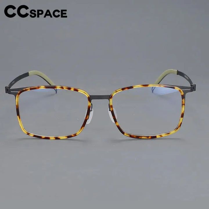 CCspace Unisex Full Rim Square Screwless Titanium Eyeglasses 57174 Full Rim CCspace