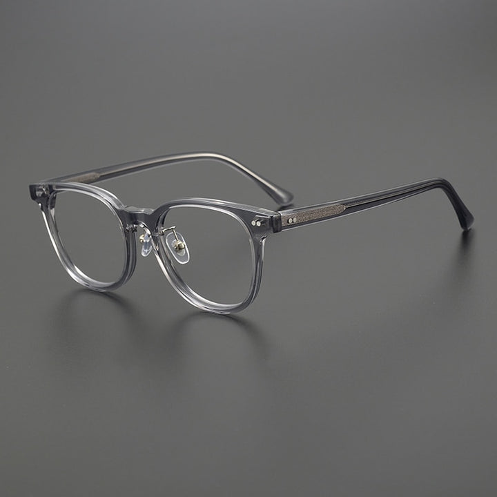 Gatenac Unisex Full Rim Round Square Acetate Eyeglasses Gxyj1042 Full Rim Gatenac Gray