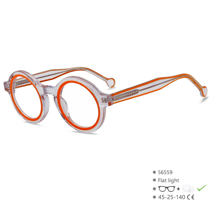 CCspace Women's Full Rim Small Round Acetate Eyeglasses 56559 Full Rim CCspace C1Orange