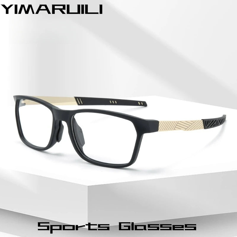 Yimaruili Unisex Full Rim Square Tr 90 Alloy Sport Eyeglasses 48086