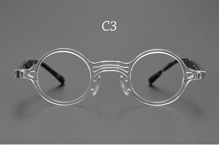 Yujo Men's Full Rim Small Round Double Bridge Acetate Eyeglasses 2058e Full Rim Yujo c3 CHINA