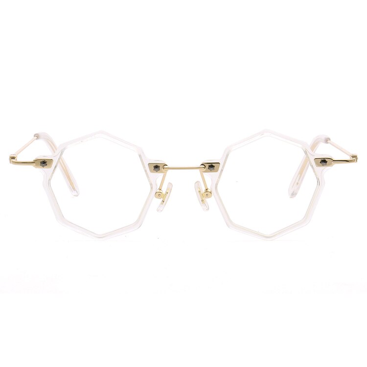 Muzz Unisex Full Rim Small Polygon Acetate Alloy Eyeglasses 013 Full Rim Muzz C3