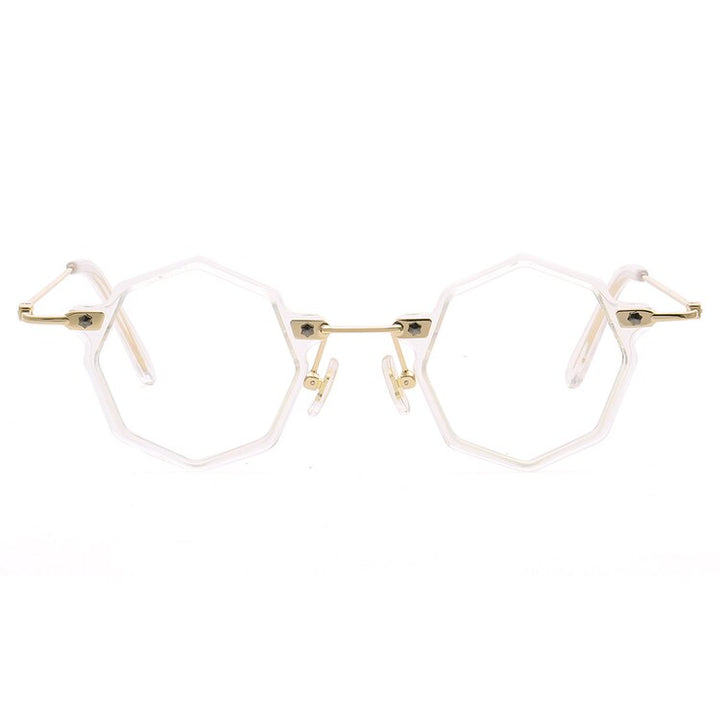 Muzz Unisex Full Rim Small Polygon Acetate Alloy Eyeglasses 013 Full Rim Muzz C3