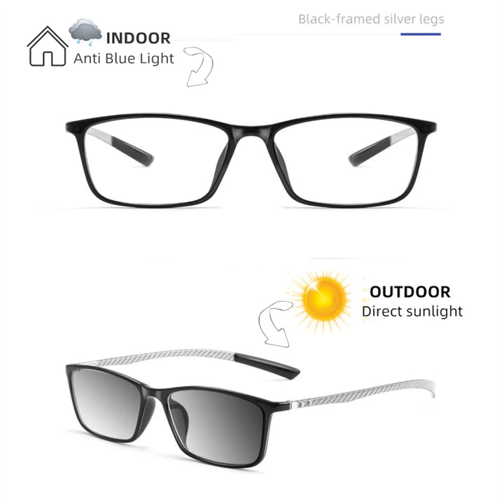 Kocolior Unisex Full Rim Square Carbon Fibre Tr 90 Hyperopic Reading Glasses 0017 Reading Glasses Kocolior