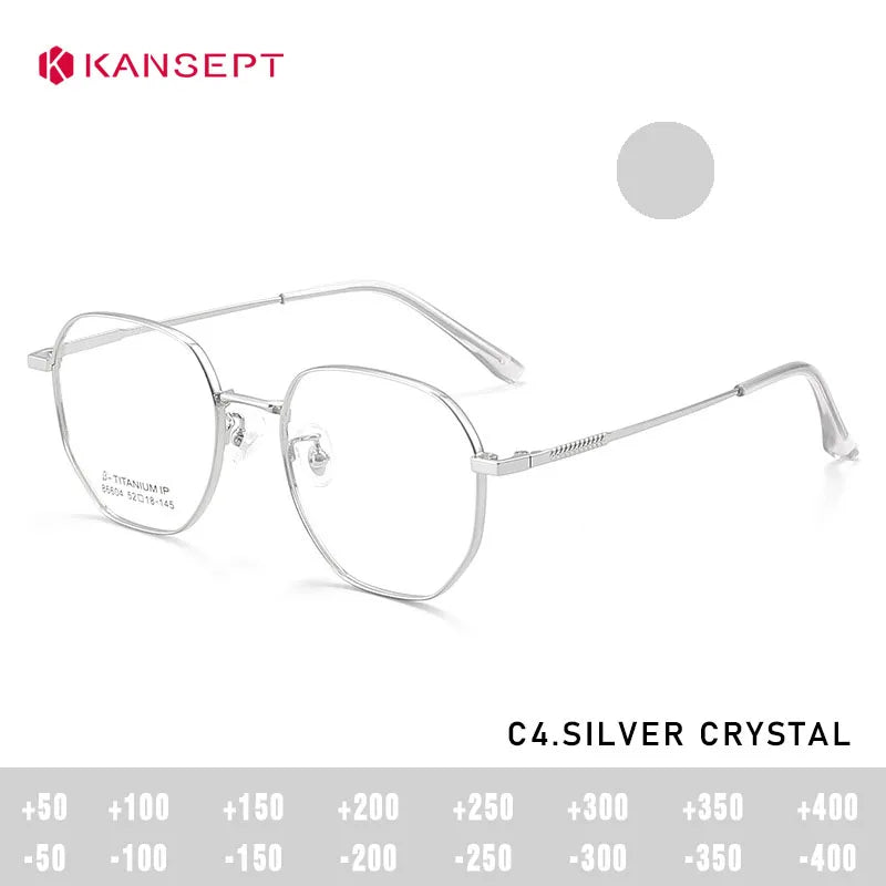 Kansept Women's Full Rim Flat Top Polygon Titanium Reading Glasses 486604