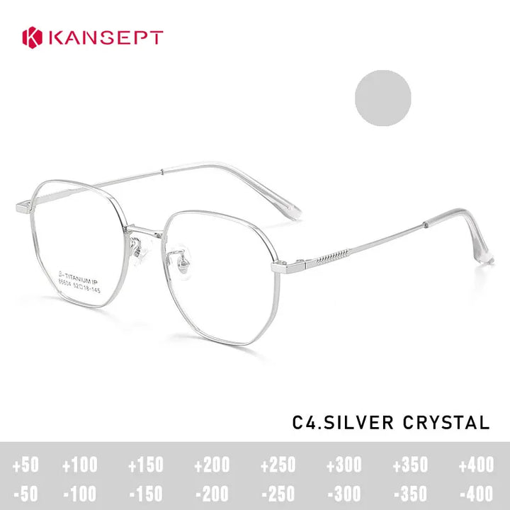 Kansept Women's Full Rim Flat Top Polygon Titanium Reading Glasses 486604