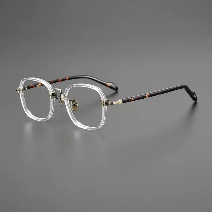 Gatenac Unisex Full Rim Square Acetate Titanium Eyeglasses Gxyj1217 Full Rim Gatenac Transparent