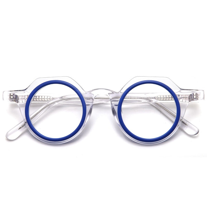 Muzz Unisex Full Rim Flat Top Round Acetate Eyeglasses 009 Full Rim Muzz C4