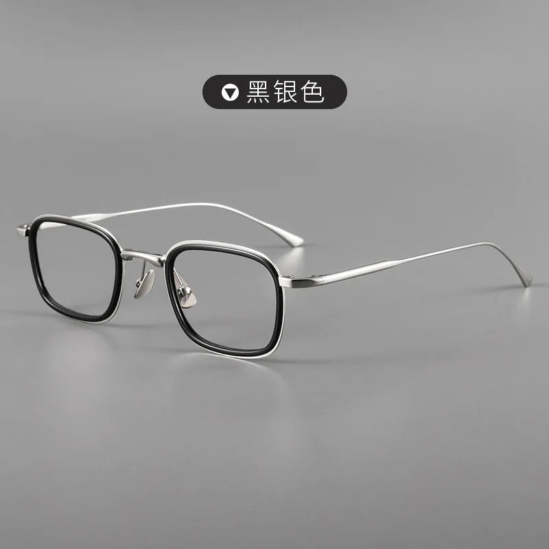 Zirosat Men's Full Rim Square Acetate Titanium Eyeglasses 190521