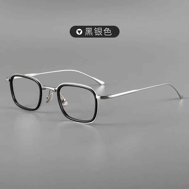 Zirosat Men's Full Rim Square Acetate Titanium Eyeglasses 190521