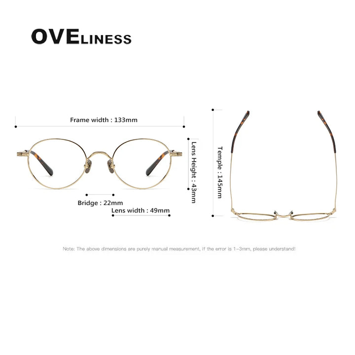Oveliness Unisex Full RIm Round Titanium Eyeglasses 01tr Full Rim Oveliness