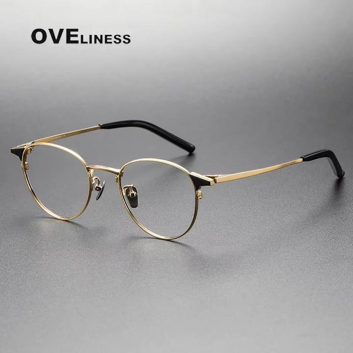 Oveliness Women's Full Rim Round Acetate Titanium Eyeglasses 20960
