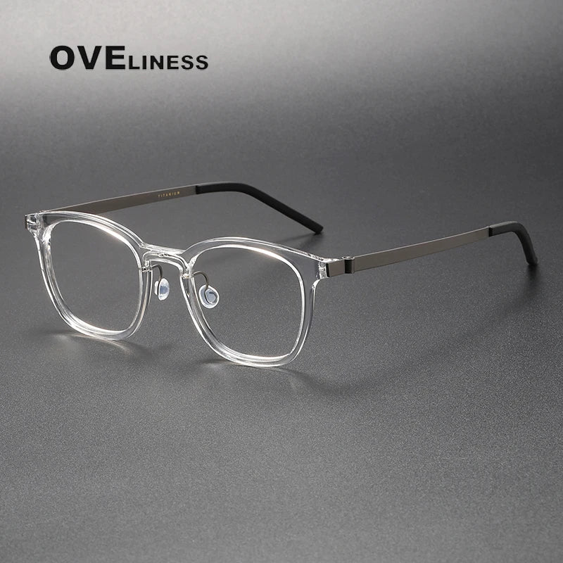 Oveliness Unisex Full Rim Square Titanium Screwless Eyeglasses 1051 Full Rim Oveliness transparent