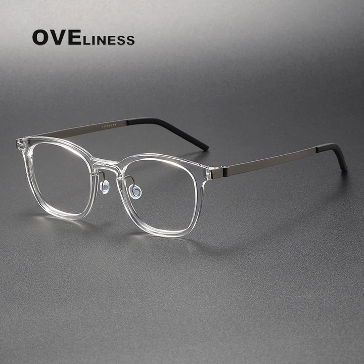 Oveliness Unisex Full Rim Square Titanium Screwless Eyeglasses 1051 Full Rim Oveliness transparent