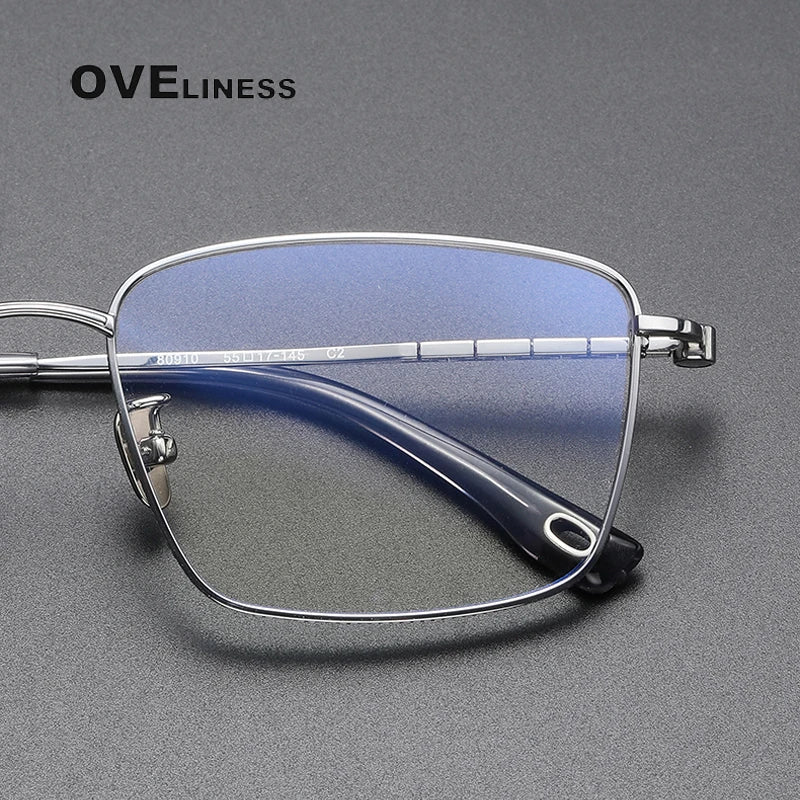 Oveliness Men's Full Rim Square Titanium Eyeglasses 80910 Full Rim Oveliness