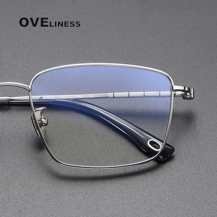 Oveliness Men's Full Rim Square Titanium Eyeglasses 80910 Full Rim Oveliness