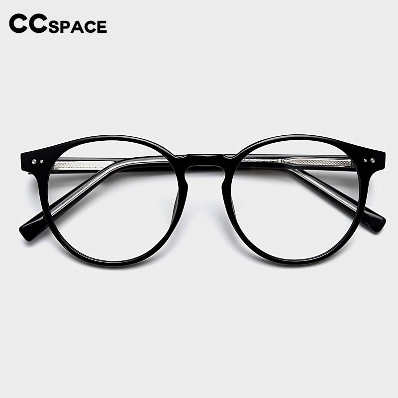 CCspace Unisex Full Rim Round Tr 90 Titanium Eyeglasses 55868 Full Rim CCspace
