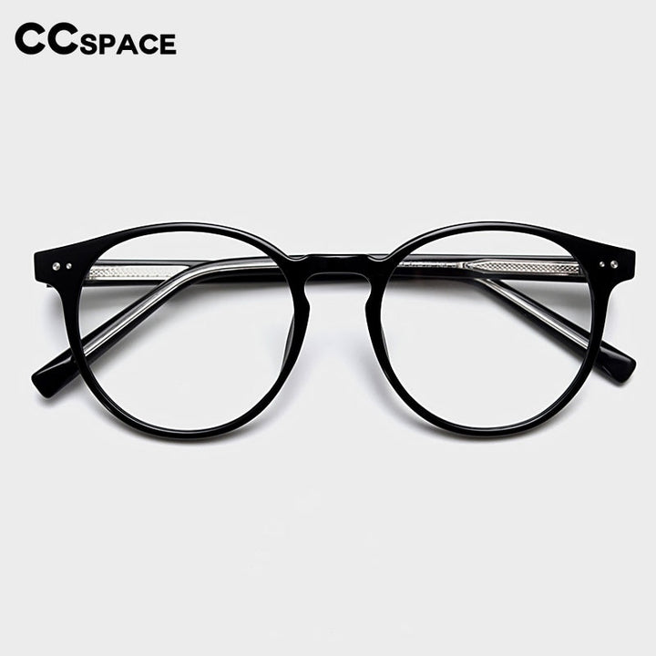 CCspace Unisex Full Rim Round Tr 90 Titanium Eyeglasses 55868 Full Rim CCspace
