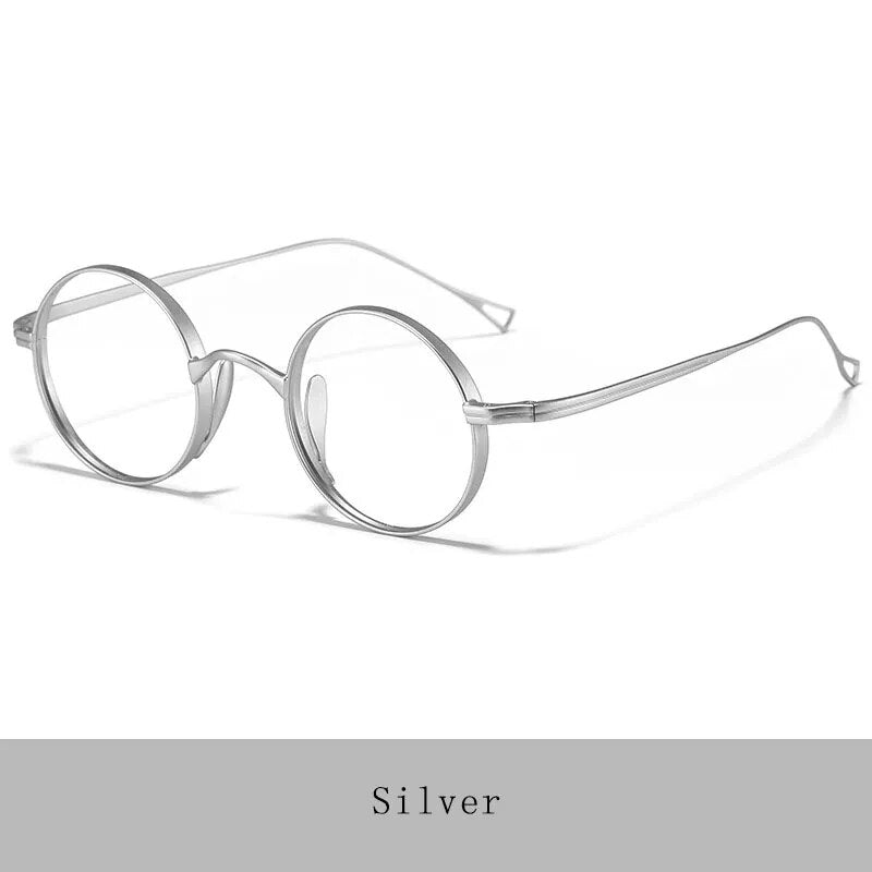Hdcrafter Unisex Full Rim Round Titanium Eyeglasses Ft3001 Full Rim Hdcrafter Eyeglasses Silver