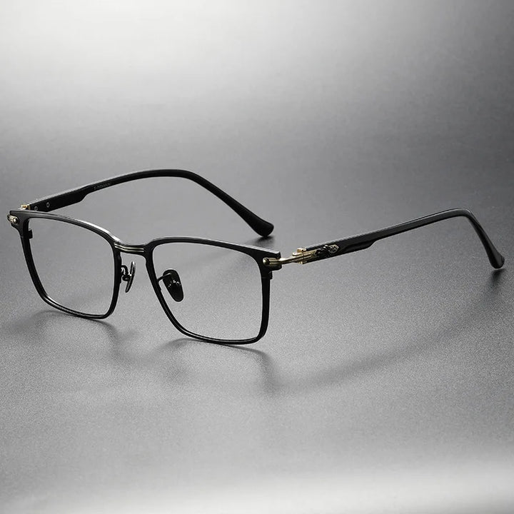 Hdcrafter Men's Full Rim Big Square Titanium Acetate Eyeglasses 91160