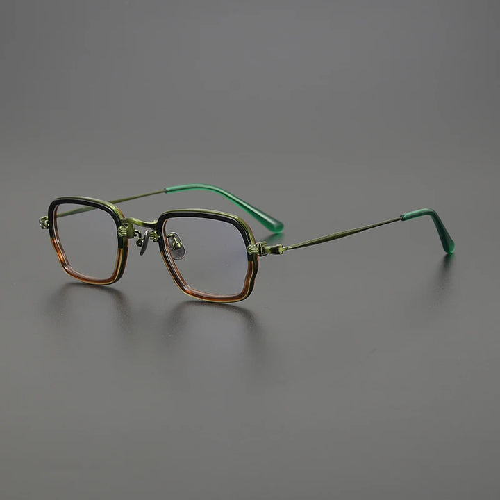 Gatenac Unisex Full Rim Big Square Titanium Acetate Eyeglasses Gxy1556 Full Rim Gatenac Green